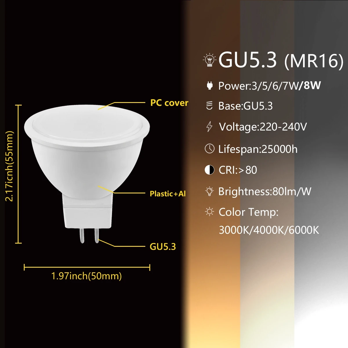 1-10PCS GU10 MR16 LED Lamp Spotlight Bulb 38 Degree lampara AC220V 120V 3W-8W bombillas led MR16 Lampada Spot light 3W 5W 6W 7W