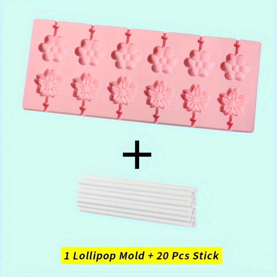 Flower Shape Silicone Lollipop Mold, With Lollipop Stick, Chocolate Cheese Mold, Silicone Pastry Mold, Hard Candy, Cake