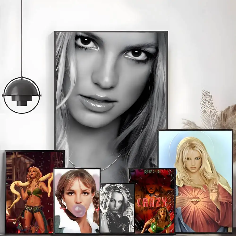 B-Britney S-Spears Vintage Poster High-definition art sticker Self adhesive waterproof home decoration for living room