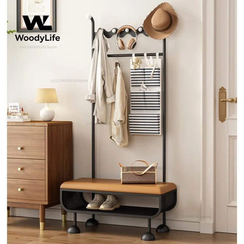 Shoe Change Stool Hanging Hanger At The Entrance Integrated French Retro Home Medieval Entrance Small Floor Coat Rack
