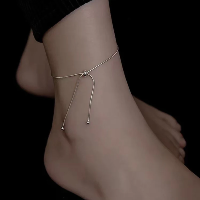 Women's 925 Sterling Silver Simple Style Personalized Charm Anklet