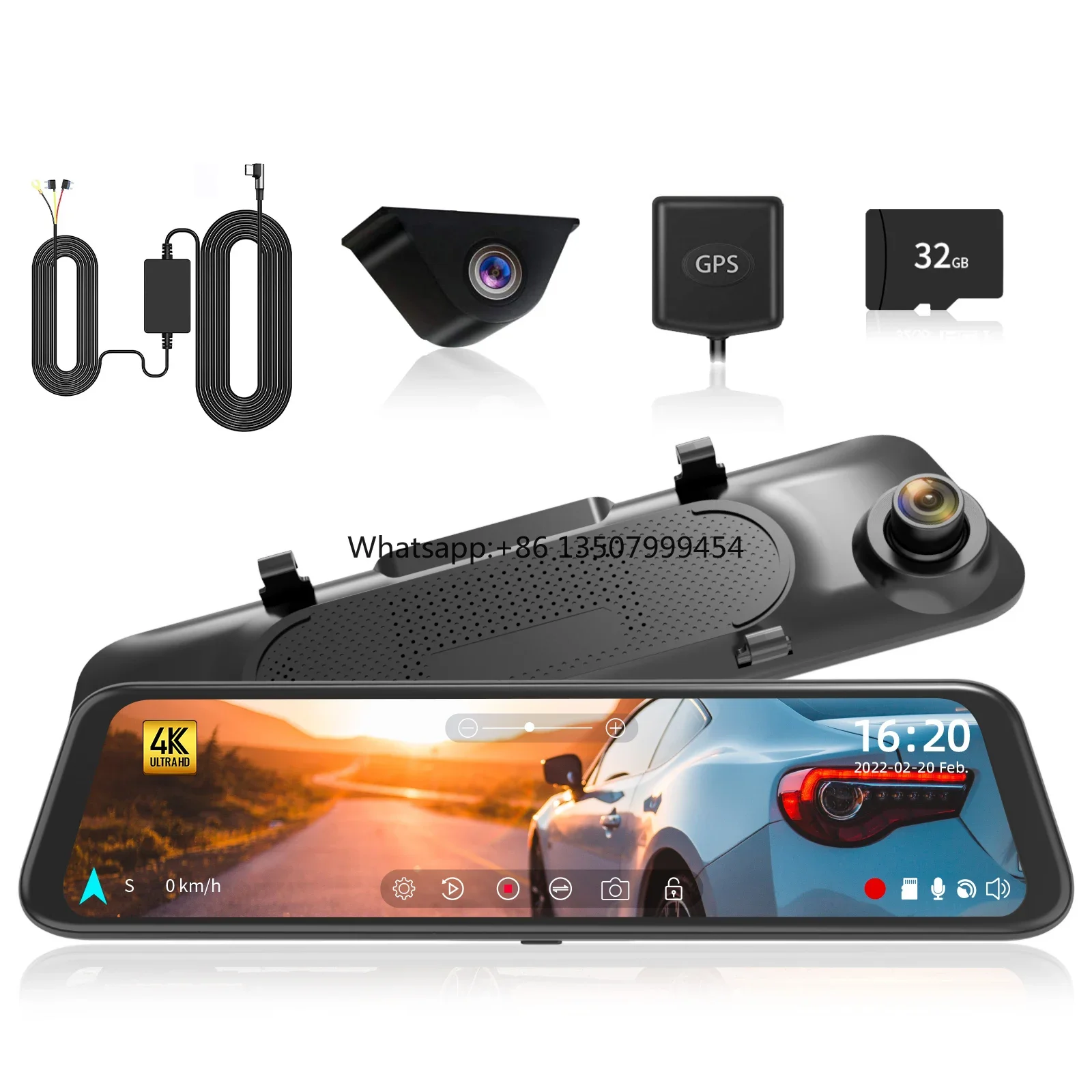 Wolfbox G850 Distributor 12'' Dual Front and Rear 4K Dash Cam Recorder Gps  Mirror Screen Dash Cam Car Black Box