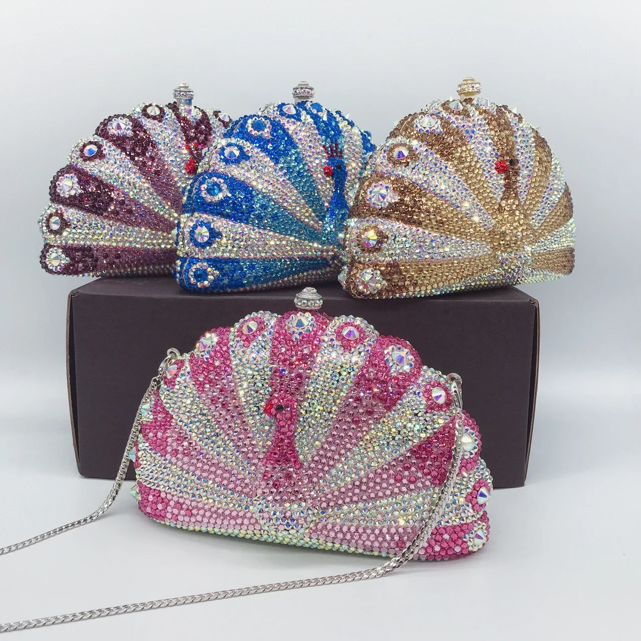 

16x10CM Peacock Open Tail Diamond Dinner Bag Style full-diamonded Clutch Bag Banquet Crystal Women A7692