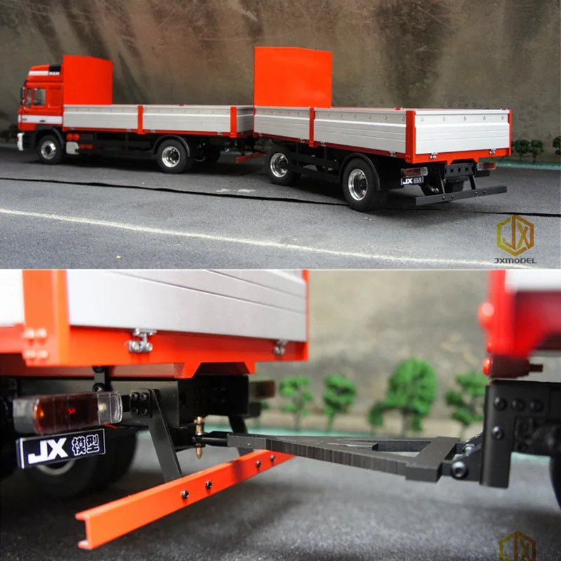 1:14th RC Fully Trailer Truck 2-axle Trailer Upgrade Parts JX Model For Tamiya Rc Truck Tipper For Man F2000 1/14 DIY Parts