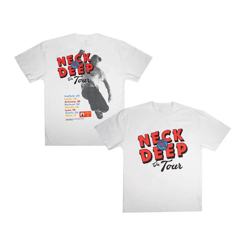 Hot The British Pop-punk Band Neck Deep Is Deeply Involved in This Vintage-patterned American-style Short-sleeved T-shirt