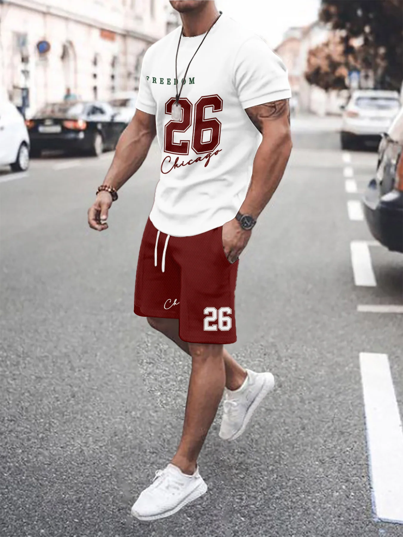 

2026 Summer Men's Suit with Digital Print Breathable Lightweight Comfortable Leisure Sports Outdoor Men's Clothing