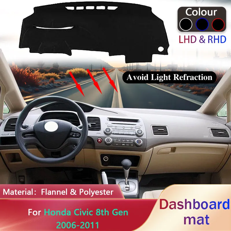 

Car Dashboard Pad for Honda Civic 8 8th Gen FA FN FG 2007 2008 2009 2010 2011 Sunshade Mat Carpet Cushion Cover Rug Accessories