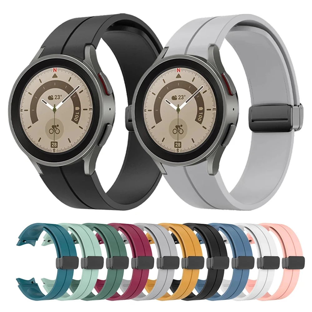 Correa de silicona Original para Samsung Watch 5 Pro, banda con hebilla magnética de 45mm 5/4 40mm 44mm para Galaxy Watch 4 Classic 42mm 46mm