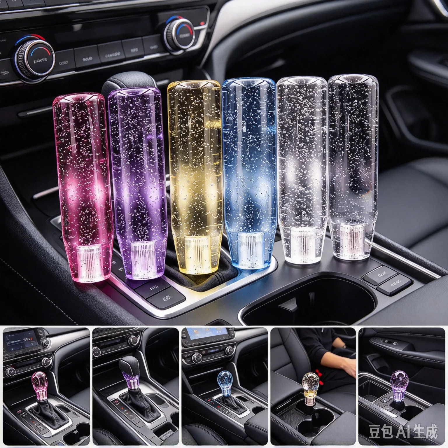 15cm Car Shining Stitching Multicolor Gear Shift Knob Crystal Bubble Colorful Shifter Lever Fit For Honda Toyota Nissan
