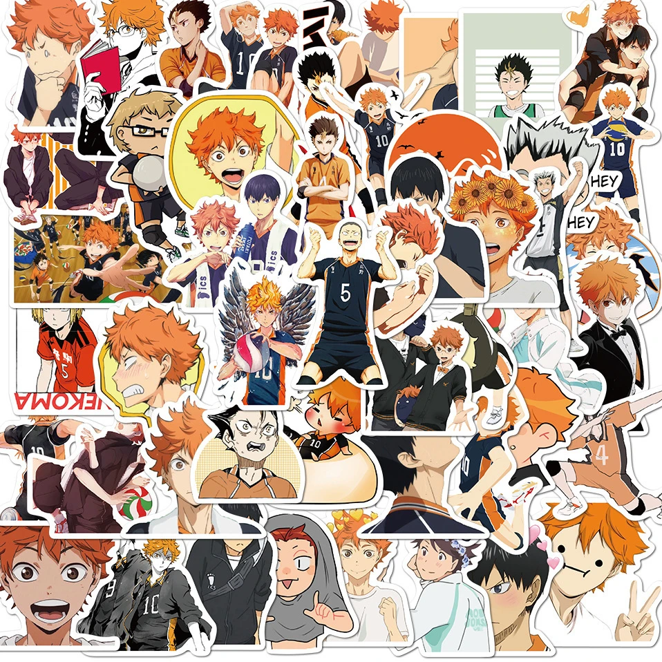 

50pcs Hot Blood Anime Haikyuu Shoyo Series Stickers Suitable for Motorcycle Trunk Waterproof DIY Sticker Toys