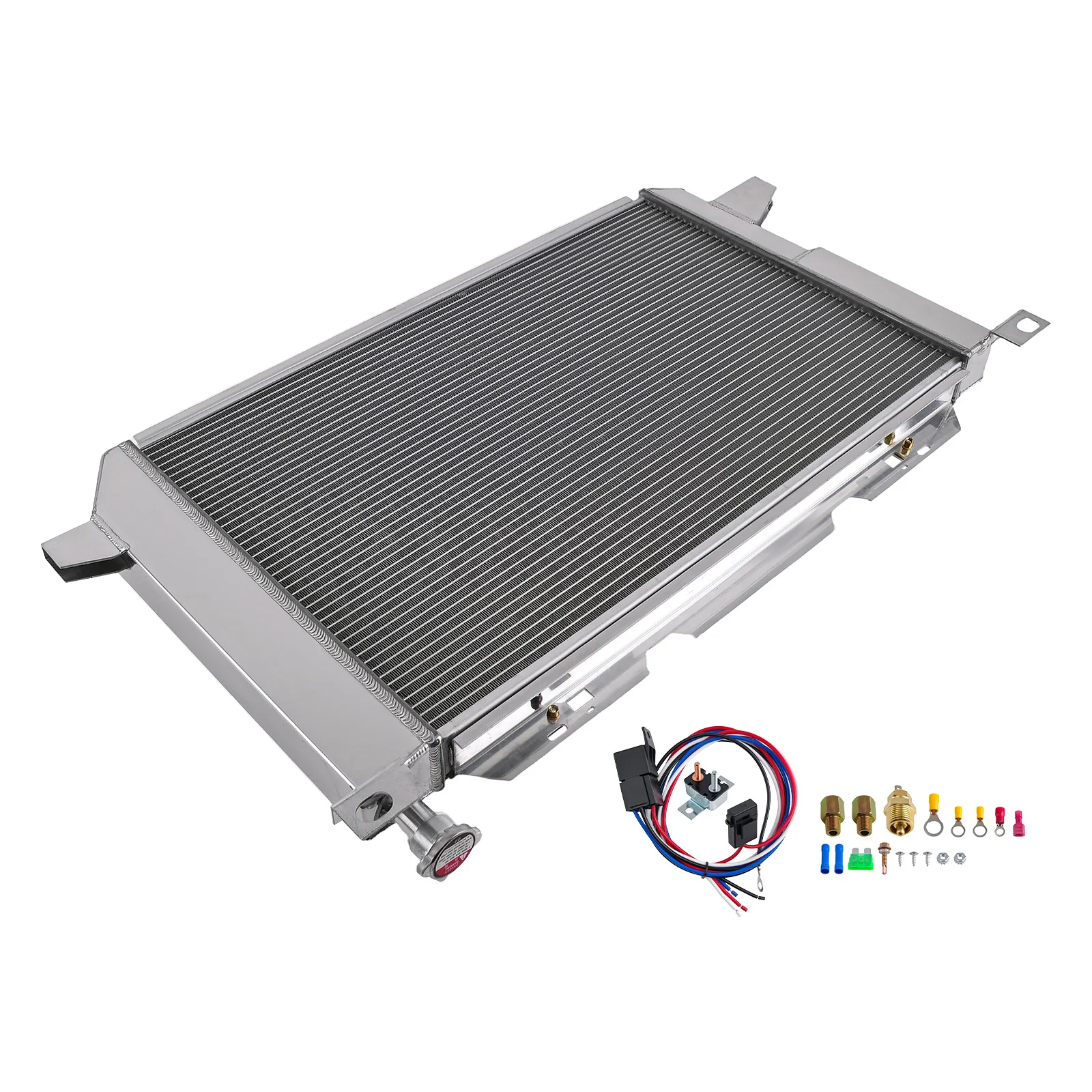 3 Row Aluminum Radiator+Dual Fan for Ford F-150 F250 F350 V8 5.0L 5.8L 1985-1997