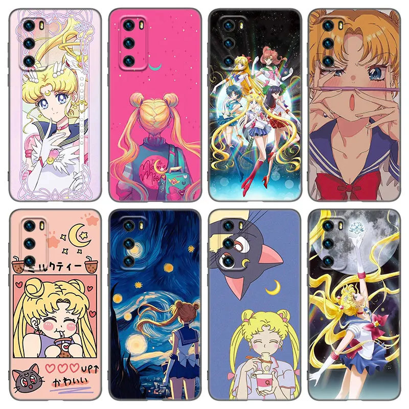 Cute S-Sailor Moon Phone Case For Huawei Pura 70 Ultra P20 P30 P40 Lite P60 Art P50 Pro P50E P Smart 2018 2019 2020 2021