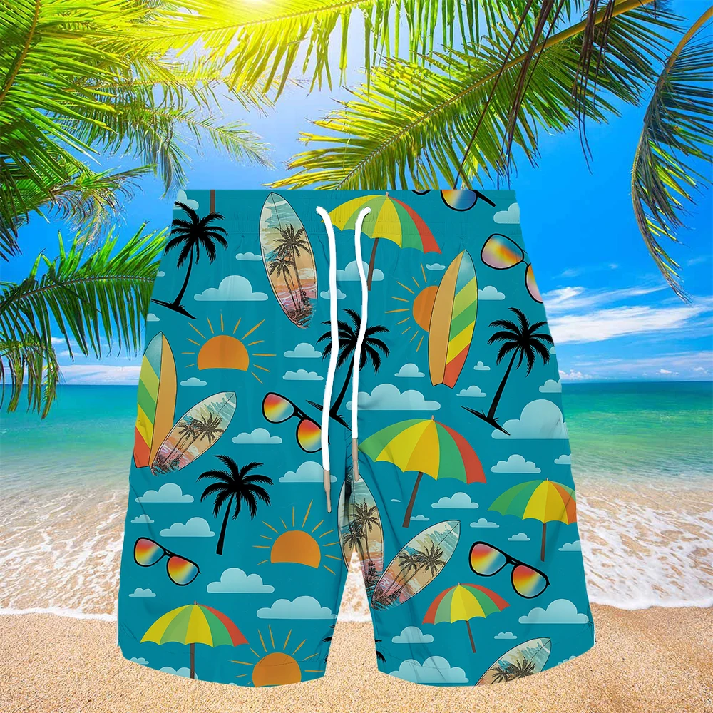 Men's Hawaiian Seaside Holiday Beach Shorts Fashion Flower Graphic 3D Print Board Short Summer Thin Quick-dry Swimming Trunks