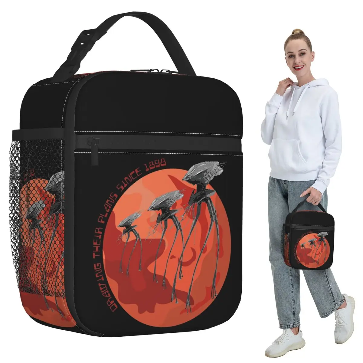 War Of The Worlds Drawing Their Plans Since 1898 Insulated Lunch Bag for Kids School Cooler Thermal Food Box Tote Lunch Boxes