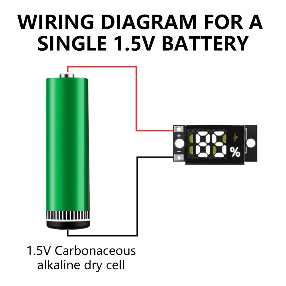 Mini-Batterie-Ladezustandsanzeigemodul 188-Segment-LED-Display Universelle Prozentanzeige für 1 oder 2 x 1,5V – Detail 5