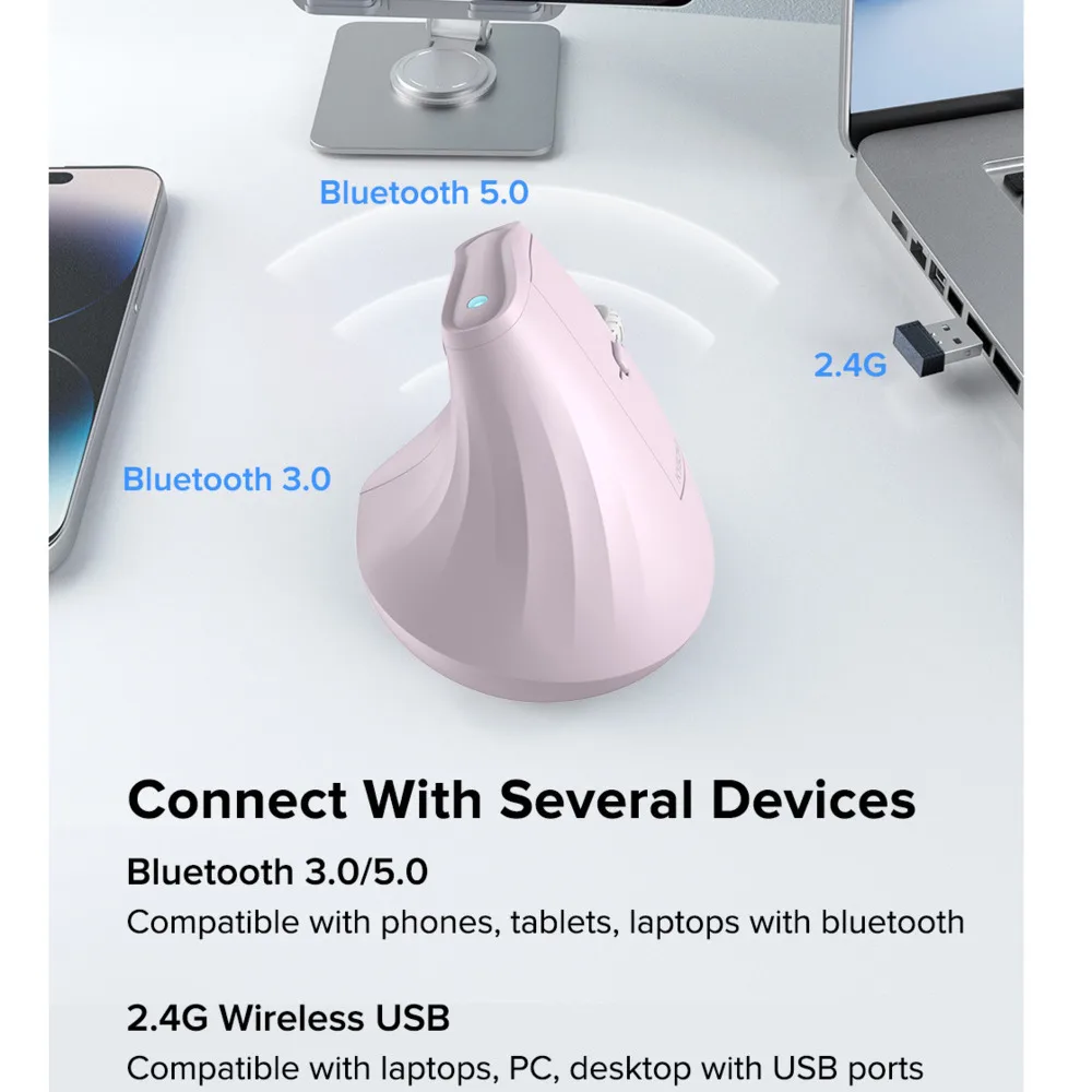 2,4G + Bluetooth Dual-modus Drahtlose Stumm Ergonomische Vertikale Maus Optische Office Home Gesunde Gaming Mäuse Für Laptop desktop PC