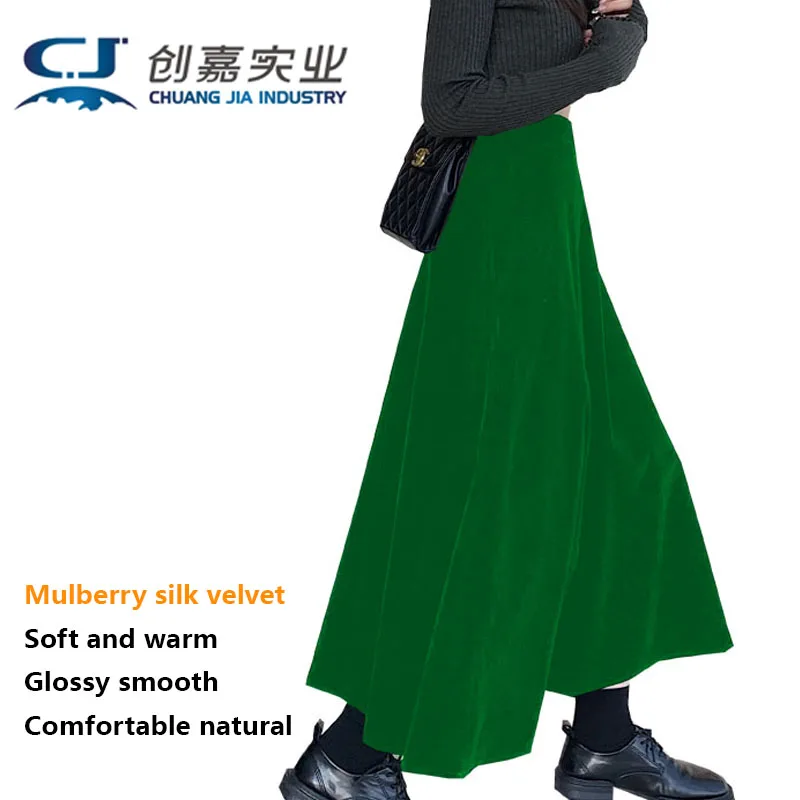 

Spring and Autumn Women's Mulberry Silk Velvet Half Length Skirt Temperament Elegant Noble Luxury Comfortable Women's Clothing