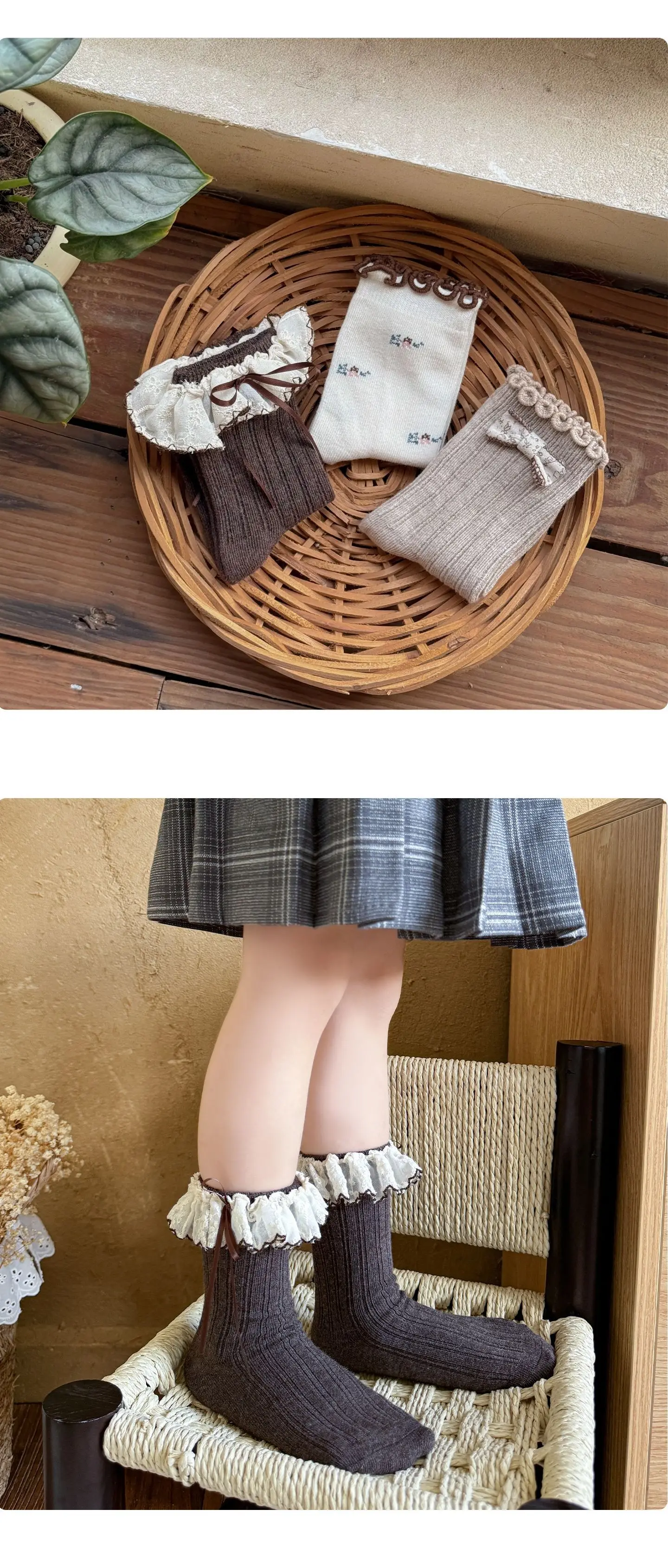 3 Paar Kindersocken für Mädchen, süße Spitzen-Rüschen-Mädchensocken, Prinzessinnen-Socken für Kleinkinder, mittellange Socken aus gekämmter Baumwolle für Mädchen – Detail 7