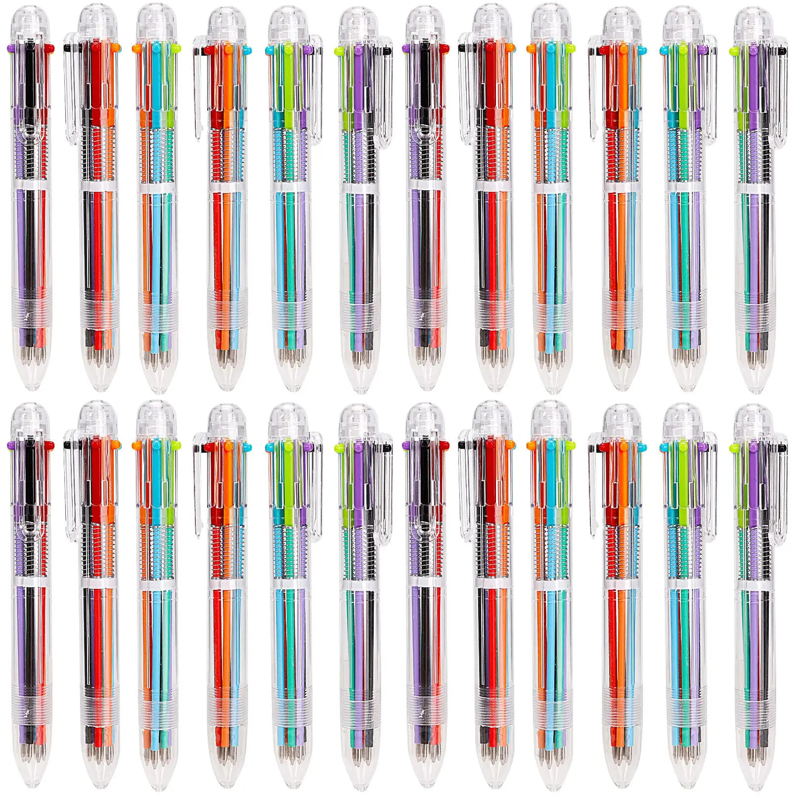 

0.5mm 6-in-1 Multicolor Ballpoint Pen 6 Colors Transparent Barrel Ballpoint Pen for Office School Supplies Student Children Gift