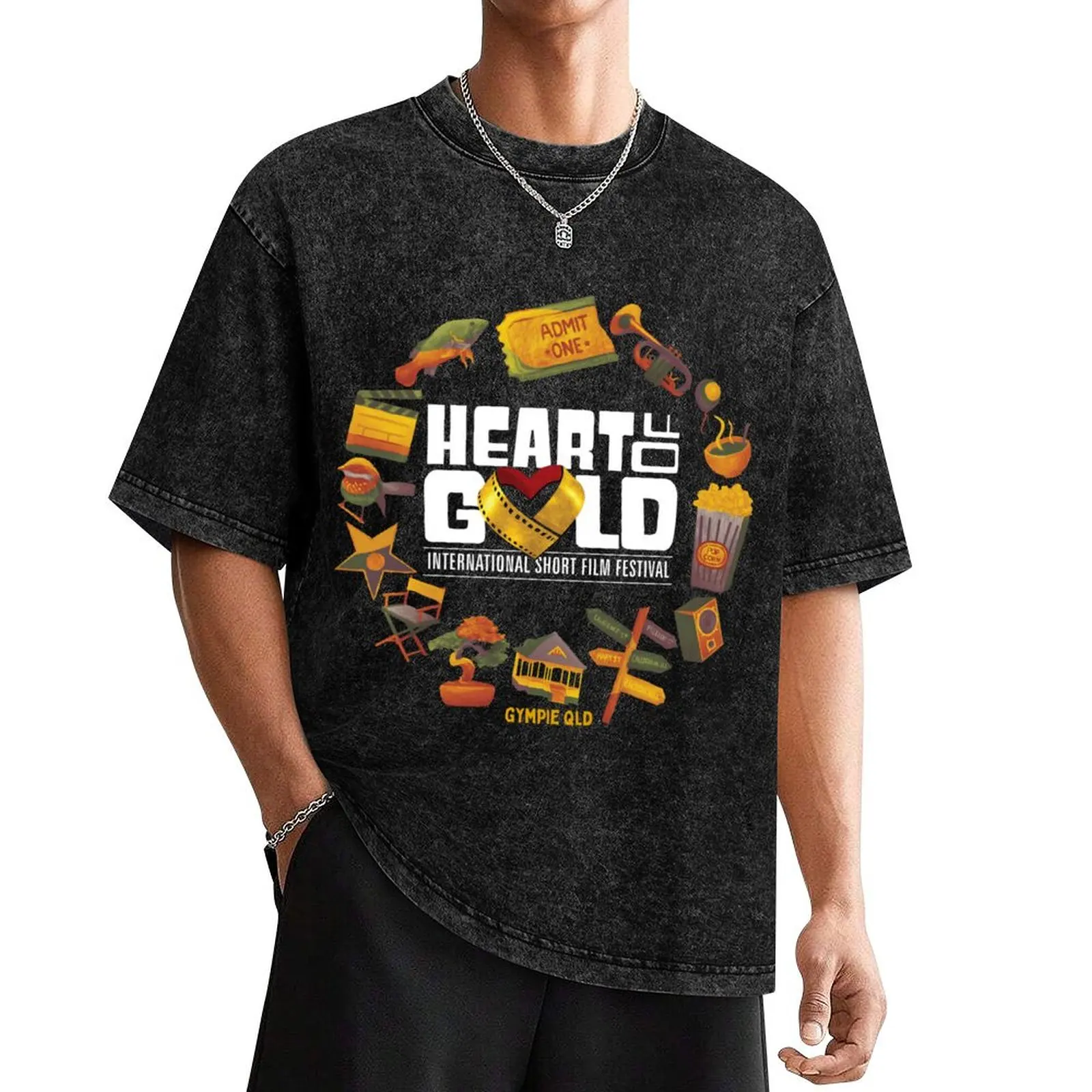 

Heart of Gold International Short Film Festival Gympie T-Shirt vintage graphic tee quick-drying blanks funny t shirts for men