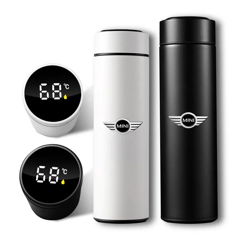 New Car Smart Thermos Bottle Temperature Stainless Travel Mug Emblem For BMW Mini Cooper R50 R53 R55 R56 R60 R61 F54 F55 F56 F60