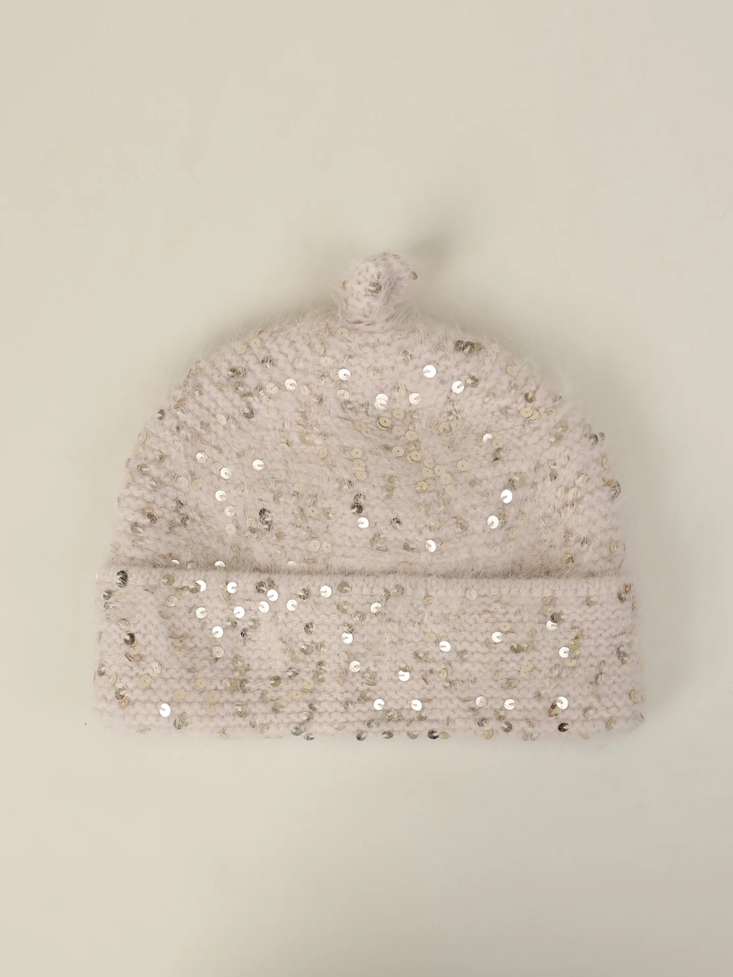 Hochwertige Strickmützen aus Angorakaninchenhaar mit Pailletten für Damen, weiche, flauschige, warme Wintermütze mit Umschlag, modische Kopfbedeckung – Detail 17