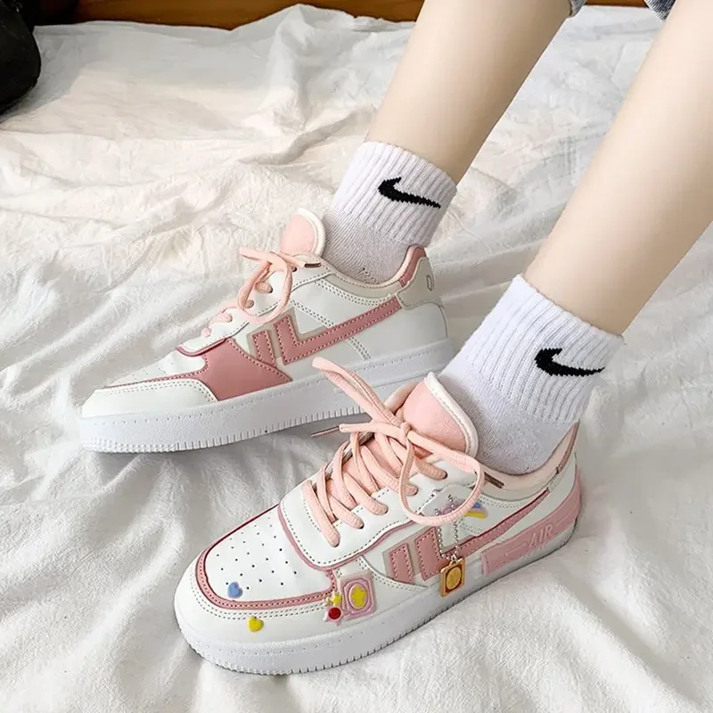 Sneakers da donna scarpe da Tennis bianche da donna primavera estate scarpe da fila femminili Platform Flats Casual Ladies Vulcanize Shoes Lace-up