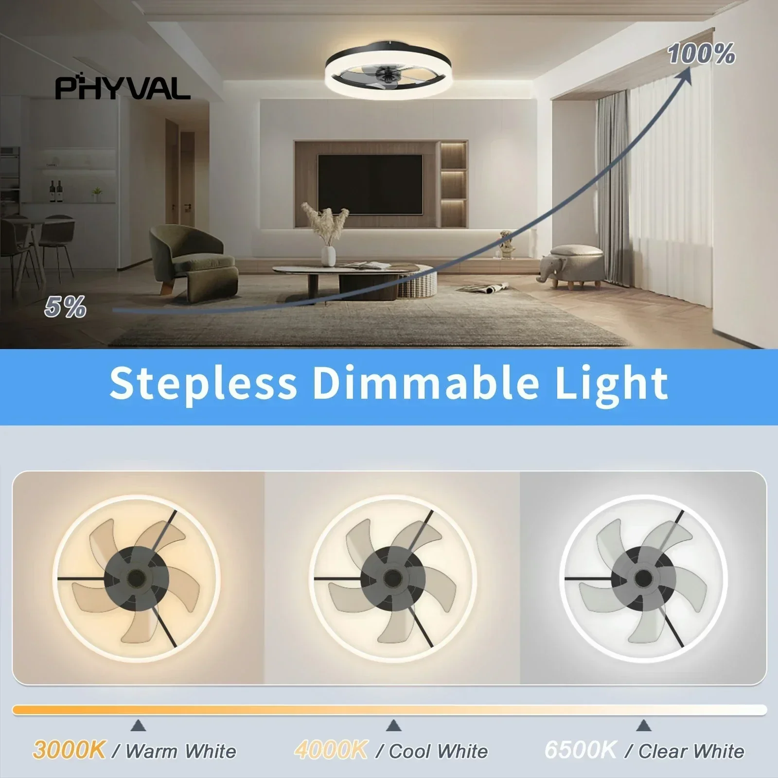 Nordic Ceiling Fan Light Intelligent Remote Control 5 Blade Function Fan Ceiling Light For Bedroom Lobby Apartment Dining Room