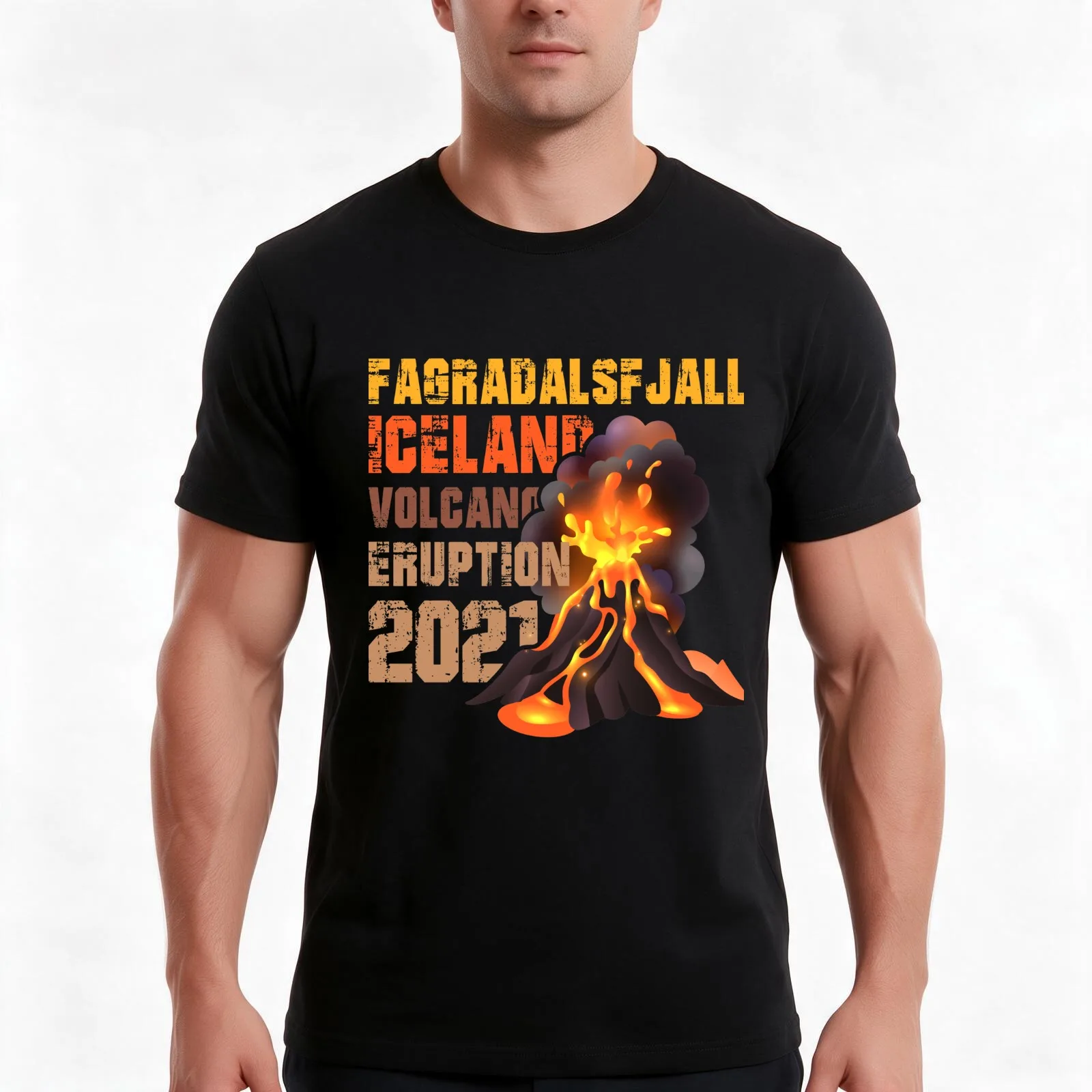 Fagradalsfjall Iceland Volcano Eruption 2021 T-Shirt Summer Casual Cotton Tee Oversized Streetwear Tops Vintage Graphic Print