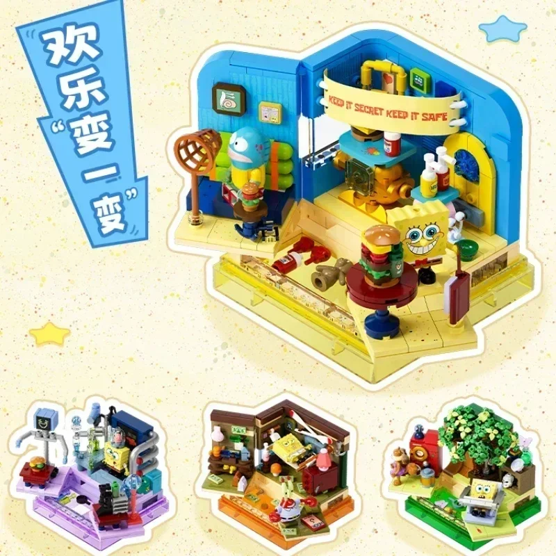 SpongeBob SquarePants Building Block Box Series 2 Sandy's Dome Tree House Plankton's House Toy Assembly Model Ornaments Gift