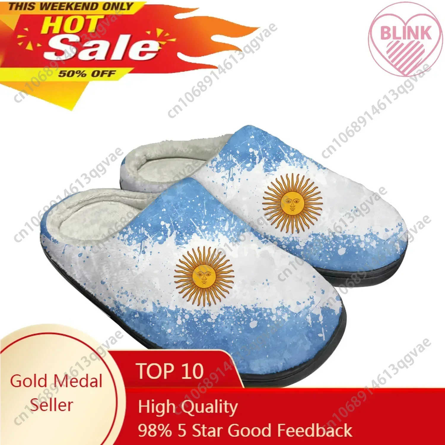 Argentine Flag Home Cotton Custom Slippers Mens Womens Sandals Argentina Plush Bedroom Casual Keep Warm Shoes Thermal Slipper
