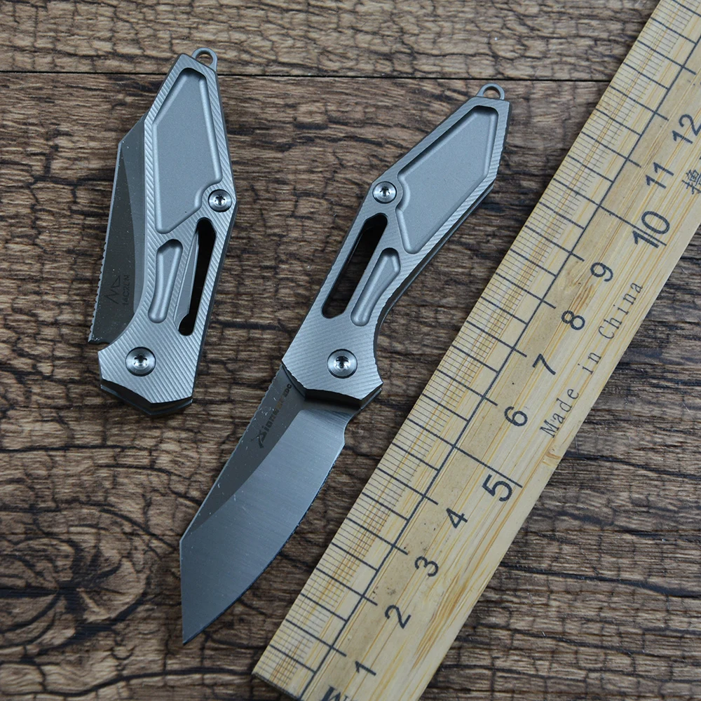 Pioneer EDC Folding Pocket Knife 14C28N Blade Copper Washer TC4 Titanium Handle Slip Joint Outdoor Tool XD059