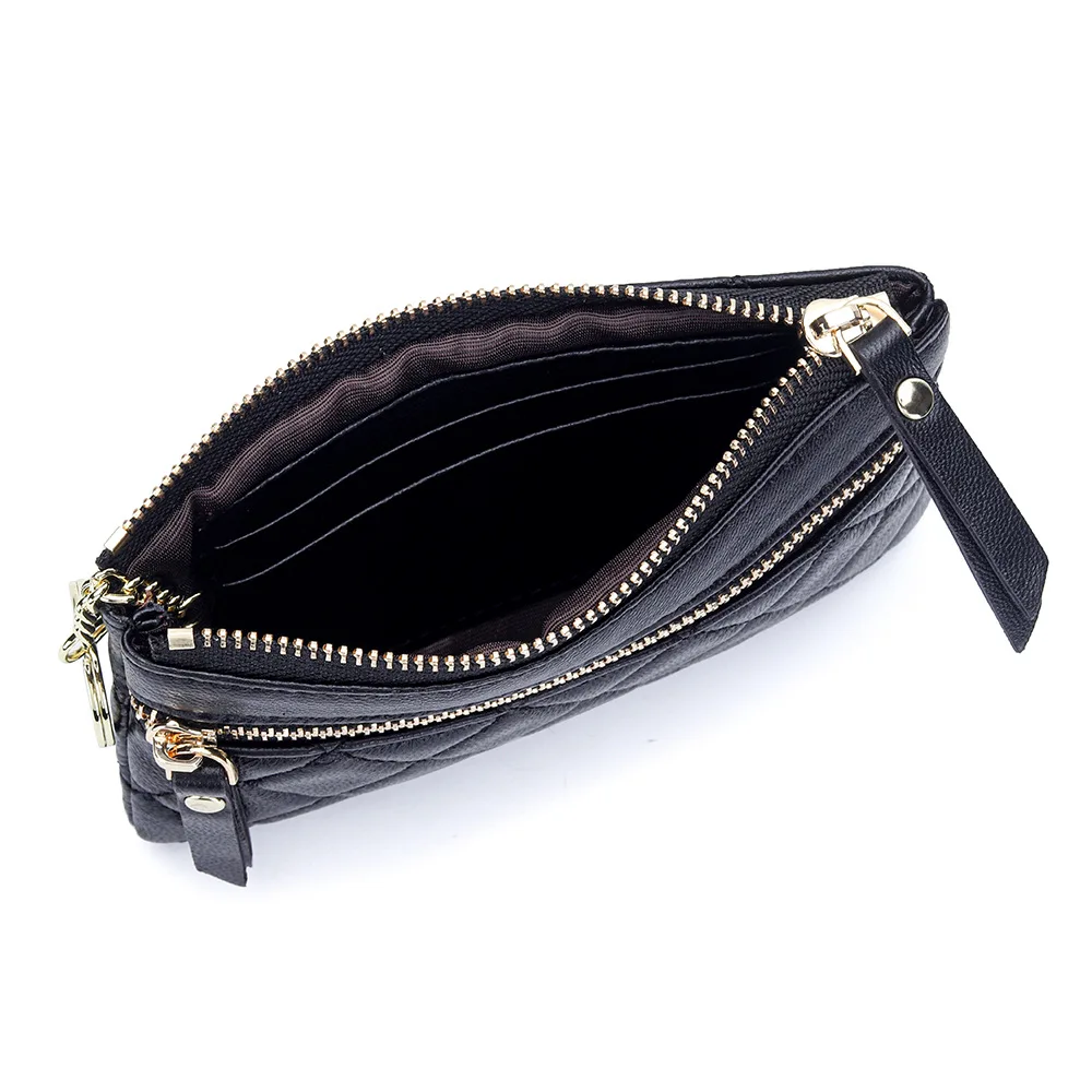 Luxury Brand Genuine Leather Wallet Card Wallet Woman Fashion Credit Card Holder Quilted Coin Purse Casual Coins Key Storage Bag