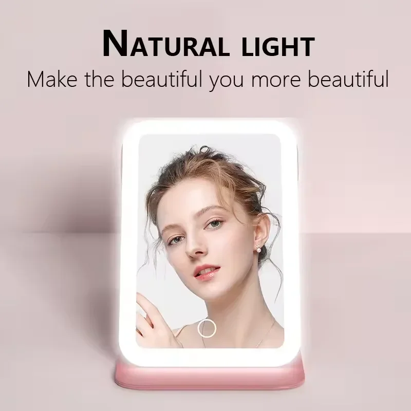 Specchio per il trucco da viaggio specchio per cosmetici pieghevole da tavolo ricaricabile USB con Touch Screen illuminato a LED portatile