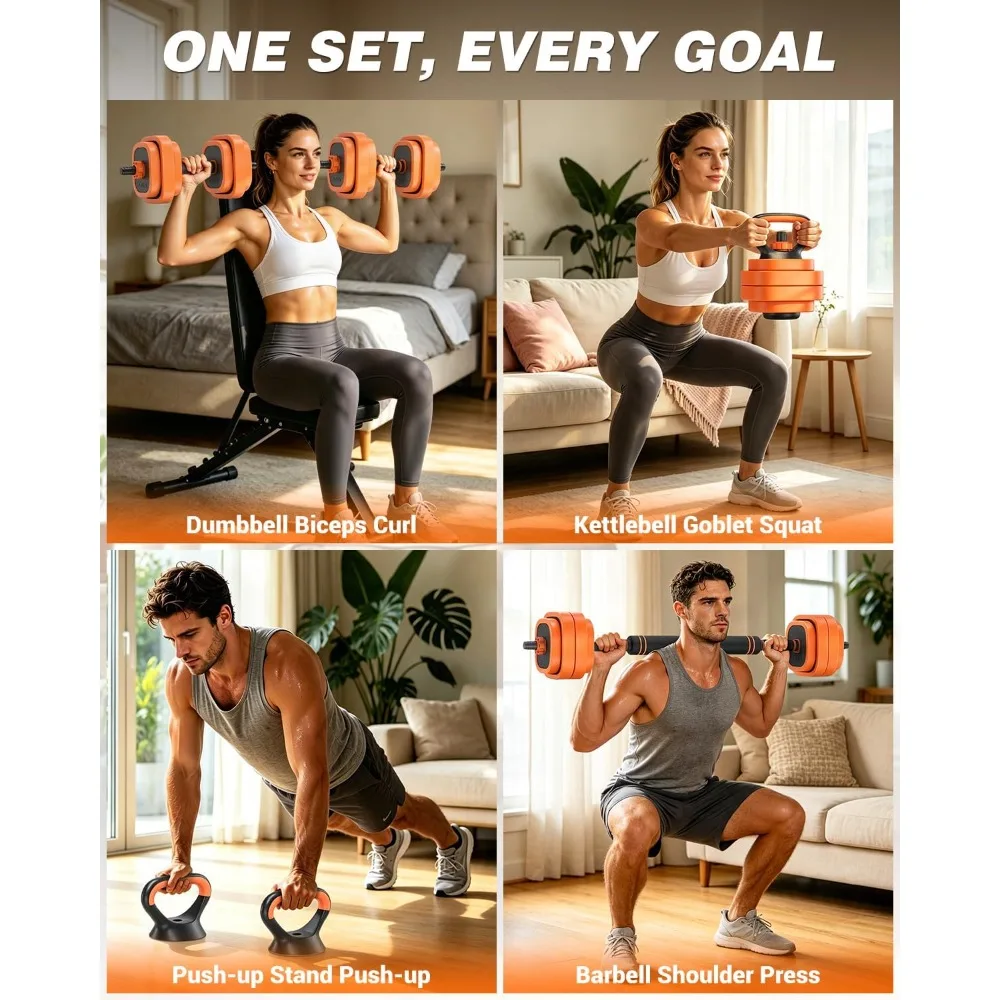 4-in-1 Adjustable Dumbbell Set with Foldable Bench for Home Gym