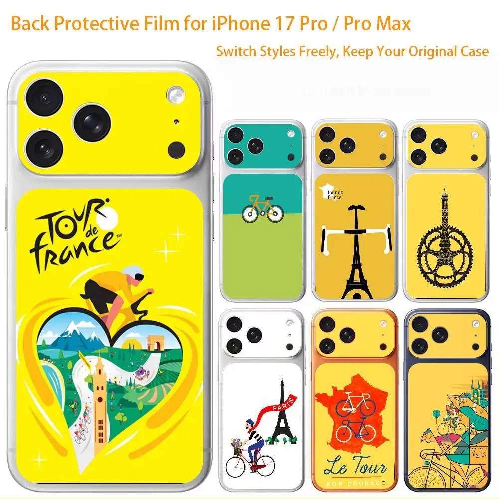 

Bike Tour de France Premium Skin Wrap for iPhone 17 Pro/Max, Back Frame Camera Protective Decal (Not Case)