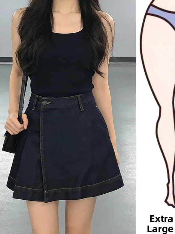 

Юбка А-силуэта с высокой талией в корейском стиле, джинсовая, средней длины, женская, летняя, новая, стройнящая, элегантная, короткая, повседневная