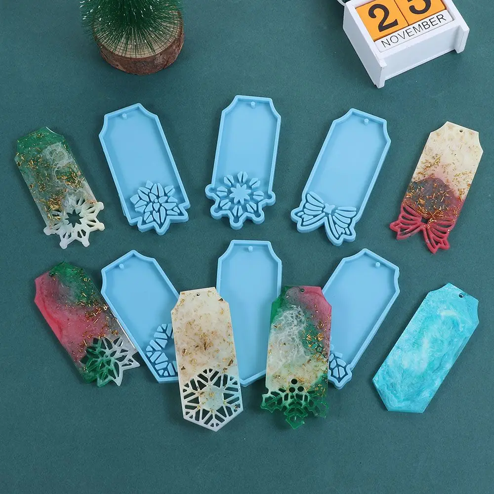 Resin Crafts Cake Tools Merry Christmas Clay Mold Christmas Keychain Molds Silicone Moulds Jewelry Making Tool Square Tags Mold