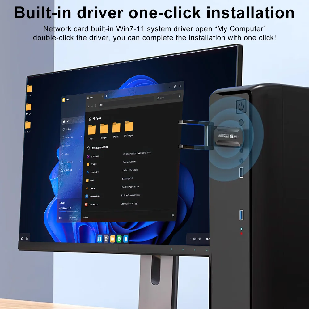 Magecam WiFi Adapter 600Mbps WiFi 5 Ethernet Network Card Dual Band 5G 2.4G USB 2 Antenna WiFi Dongle for PC Laptop Receiver