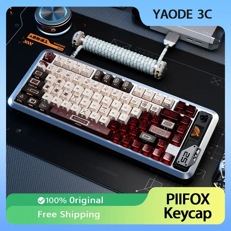 Piifox Moon Landing Program Keycaps Mechanical Keyboard PBT Cherry Profile Thermal Sublimation Transparent Key Cap Accessories