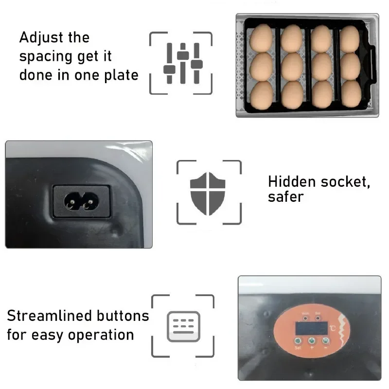 Fully Automatic Incubator 12/20/30 Egg Incubators Automatically Rotate Eggs Temperature Control Moisturizing Duck Quail Birds