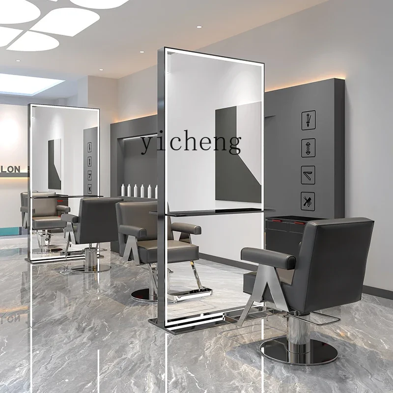 

ZC salon hair salon mirror table single and double-sided hair cutting floor mirror hair salon special high-end barber