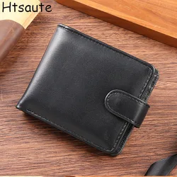 Men's PU Leather Wallets Business Card Holder Premium Short ID Holder Wallets for Man Luxury Money Bag Coin Purse Clutch