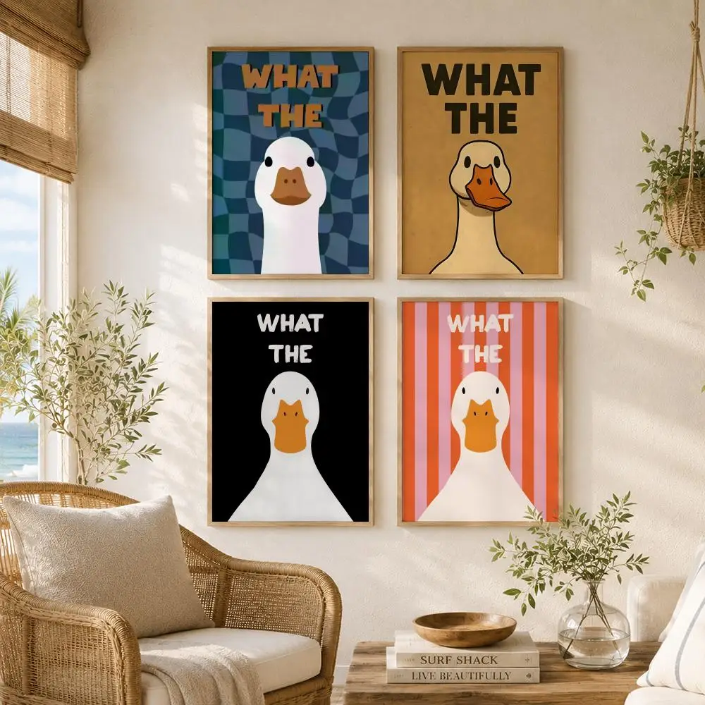Cartoon Character W-What the Duck Poster Versatile HD Waterproof Wall Art Self-Adhesive Decor for Any Space Ideal Gift