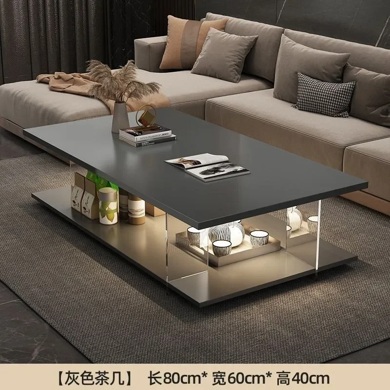 Modern Acrylic Floating Coffee Table with Sintered Stone Top Minimalist Living Room Office Centerpiece for Small Spaces