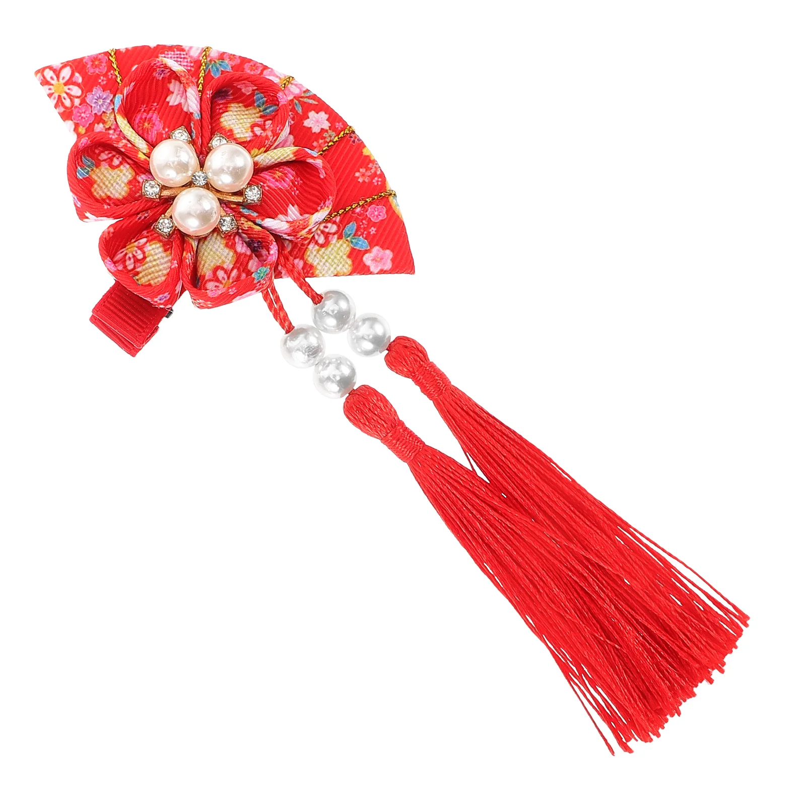 

Japanese Hair Accessories Fan Hair Clip with Tassel for Women Girls Metal Bride Hanfu Kimono Hairpin Decor Bright