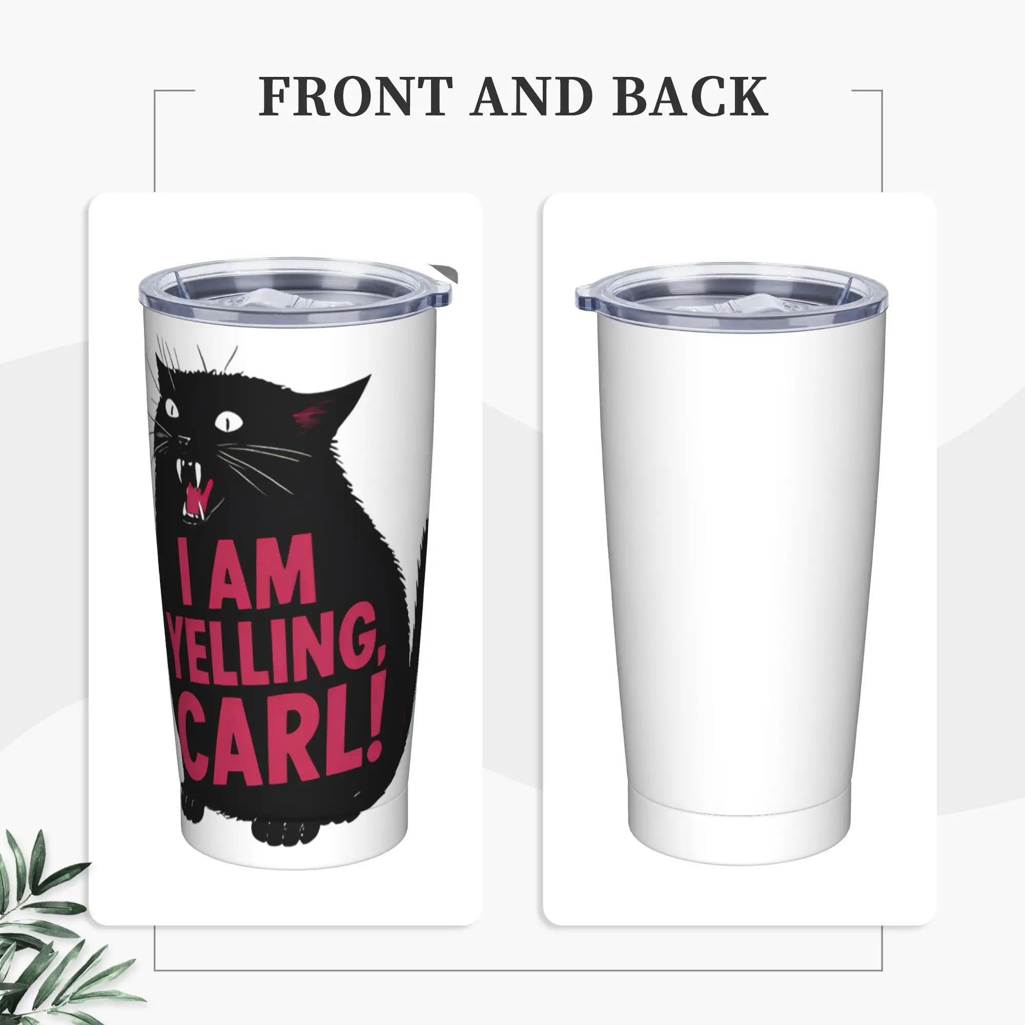 I Am Yelling Carl Donut Cat Meme Tumbler  Cold and Hot Leakproof Stainless Steel Thermal Mug Graphic Mugs Cup