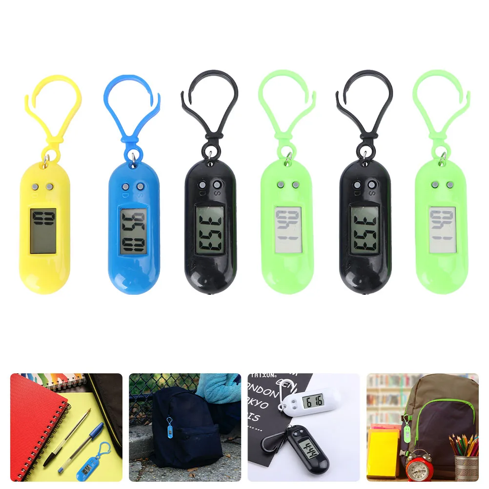 6pcs Electronic Watch Key Chain Durable Lightweight Mini Pocket Clip-on for Students Kids Commuters School Exam Sport Smart