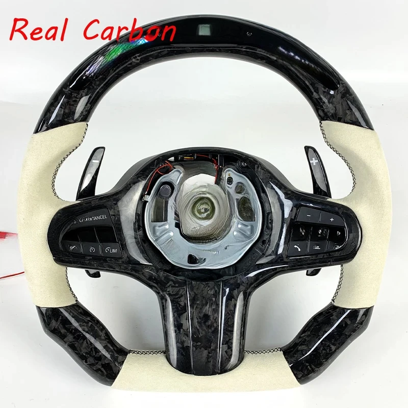 

For BMW M2 M3 M4 G15 G16 G20 G30 G80 2023 LED Display Forged Carbon Fiber Steering Wheel with Shift Paddle
