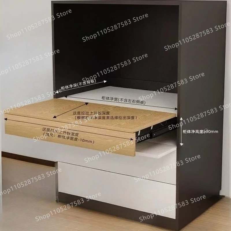 Desktop rising invisible folding guide rail side mounted extension slide rail platform lifting table telescopic track